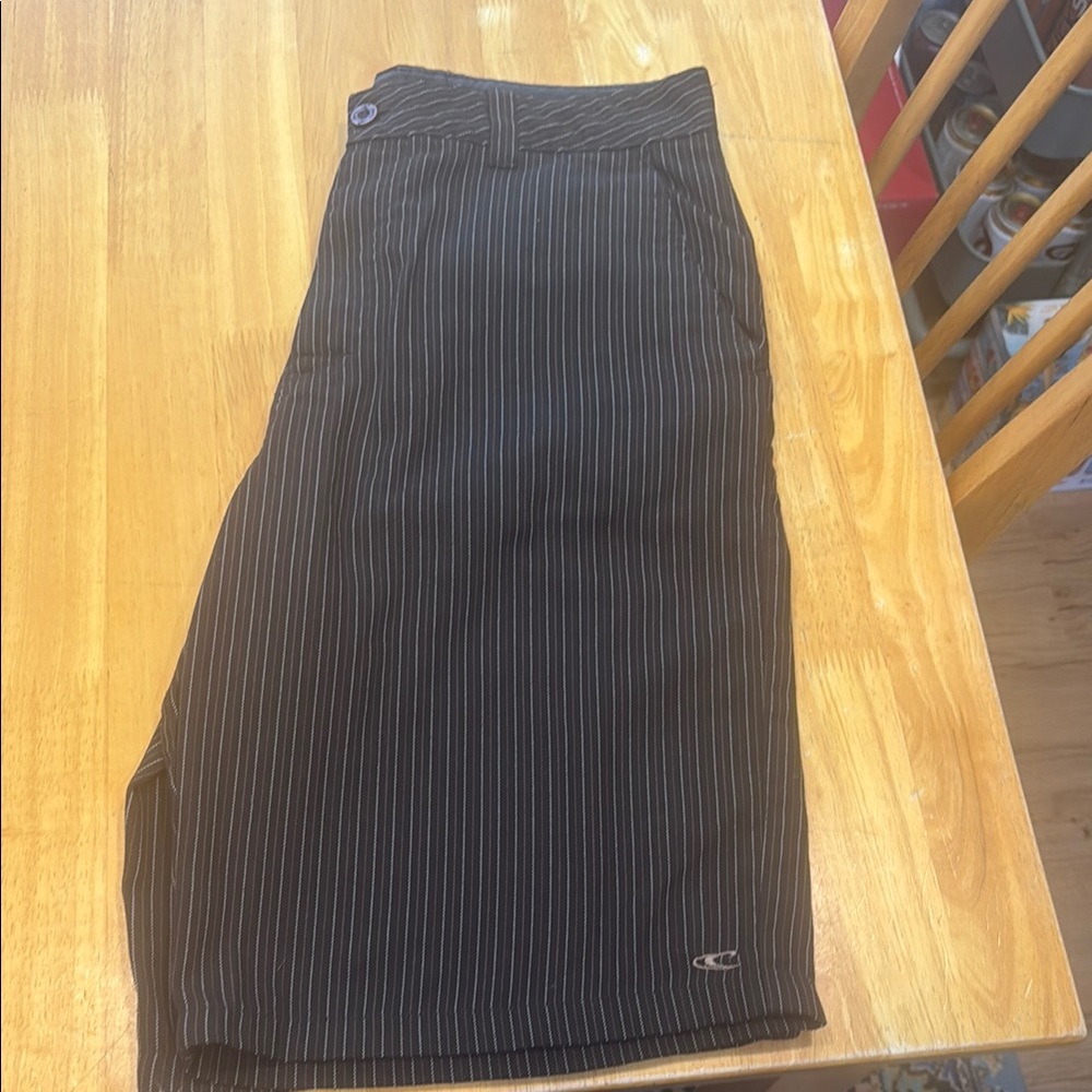Brown Pinstripe Shorts